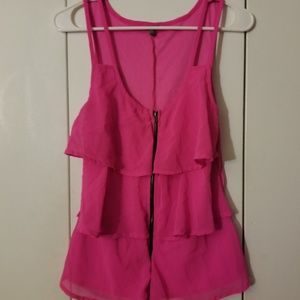 Hot Pink Zip Up Tank Top